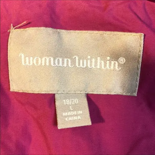 Woman Within hooded pink trench rain coat size 18-20