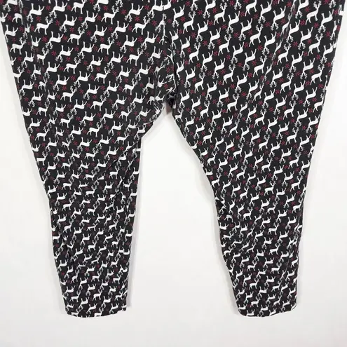 Cacique Plus Size 26W 28W Pajama Pants Black White Reindeer Christmas 762