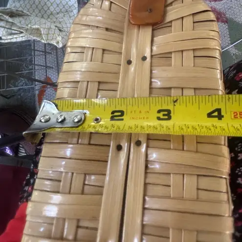 Vintage Woven Purse Bag Amber Lucite and Gold Tone Made in British Hong Kong