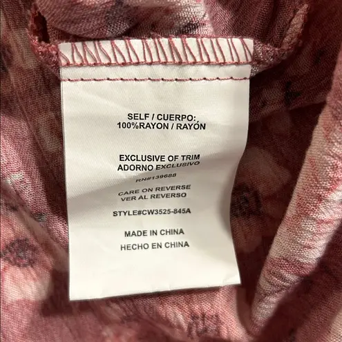 Coco + Jaimeson woven Mixed Print Henley Shirt With Raw Edge Details