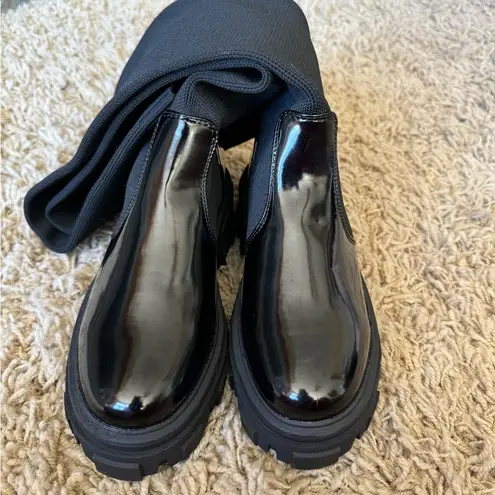 ASOS petite Kimmy chunky over knee boots Black Size undefined