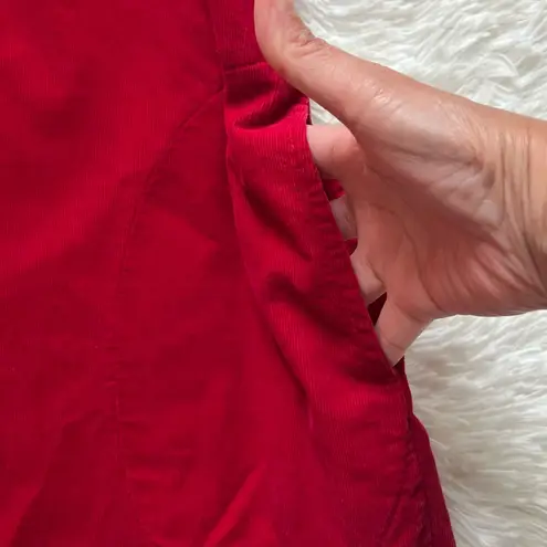 Coldwater Creek Red Corduroy Shirt Dress Size PL 100% Cotton Long Sleeve Pockets