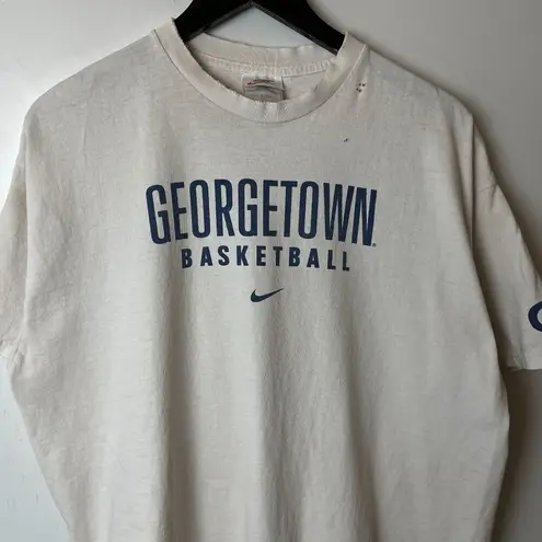 Nike Distressed Georgetown Basketball T Shirt Vintage 90s Extra Large XL White