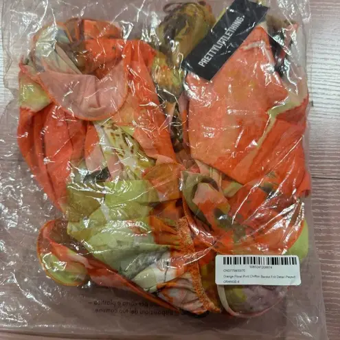 Bardot New ORANGE FLORAL PRINT CHIFFON FRILL DETAIL ROMPER