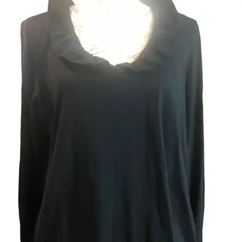 Grace Baker Black V Neck Ruffle Long Sleeve Dress Small