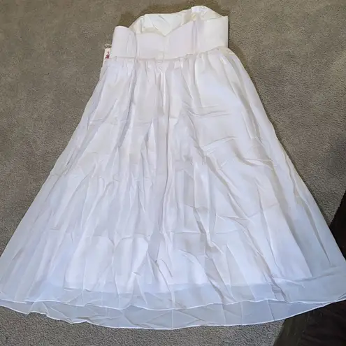 Women’s Elegant White Strapless Full Length Chiffon Prom Party Formal Dress XXXL Size undefined