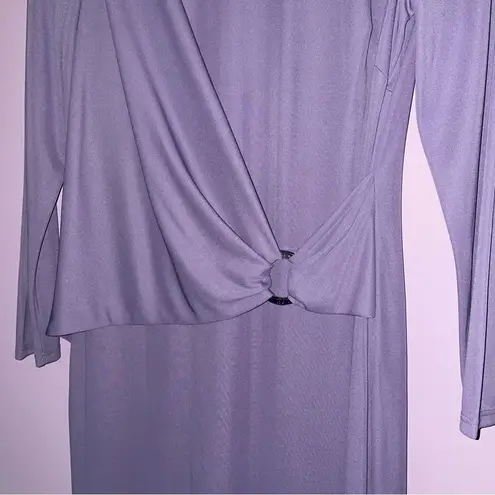 Ralph Lauren NEW  Size 6 Dress Midi Lilac Purple Wrap Front 3/4 Sleeve High Neck