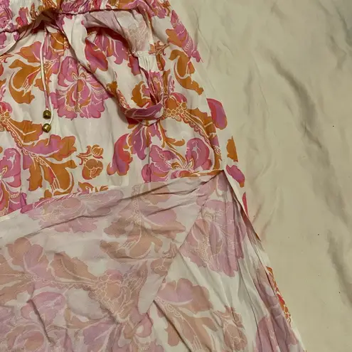 KIVARI Josephina Pink and Orange Floral Midi Sleeveless Slit Sundress Size 4