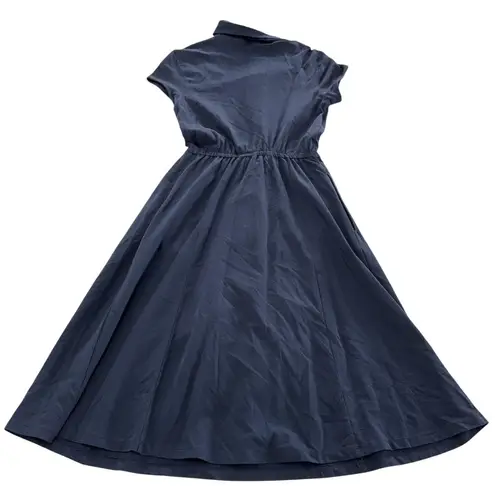 Eshakti Dress Womens 0 Midi Short Sleeve Belted Spandex Tie Fit Flare Pockets