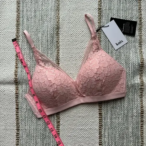 Knix Lace Deep V Bralette Bra Rose Water Pink Women’s Size Medium