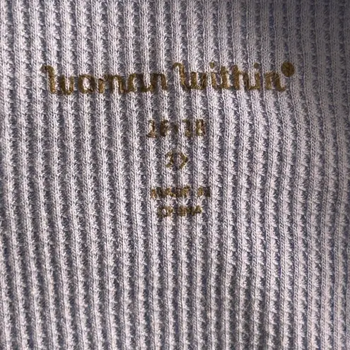 Woman Within Waffle Knit Henley Top Blue 2X