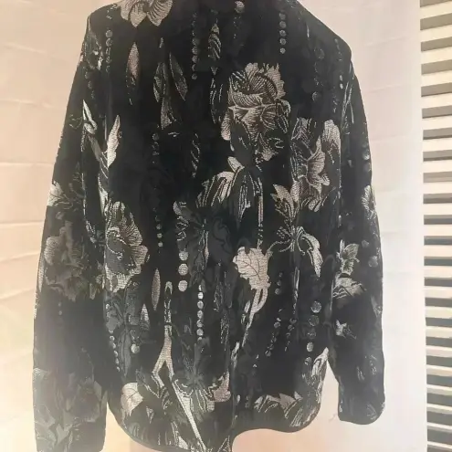 Napa Valley Elegant Floral Velvet Jacket XL Black