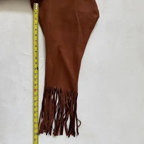 Slim Factor By Investments Women's Plus Pants Faux Suede Fringe Size 1X Brown