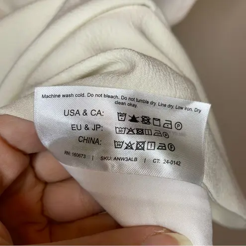 MM.LaFleur Antonia Draped Front Short Sleeve Top Eco Soft Weave Ivory Sz Small