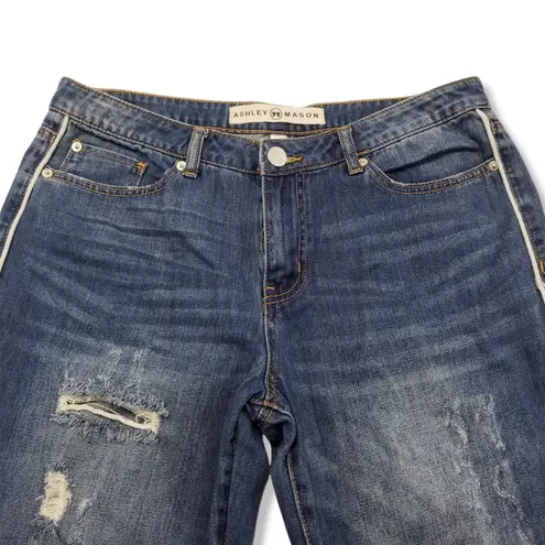 Ashley Mason Jeans Size 11 Cropped Crop Raw Hem Distressed Destroyed Torn Ripped Women's