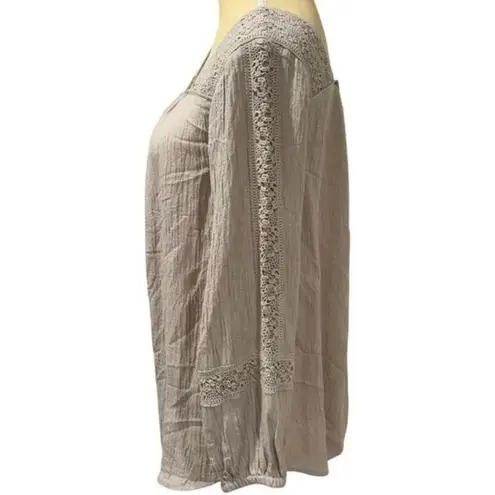 Soft Surroundings  Gauze Embroidered Blouse Peasant Boho Milk Maid Cottagecore M