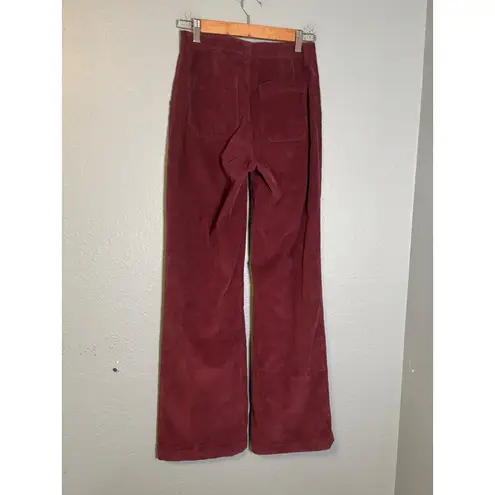 Faherty Women's Stretch Cord Wide Leg Pant Burgundy Corduroy Size 26 Boho - Image 8