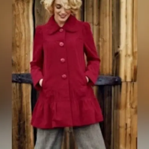 Elevenses ANTHROPOLOGIE Corduroy Tiered Swing Peacoat Size 8