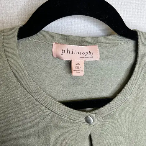 Philosophy Cardigan Womens Medium Sage Green Button Front Knit Sweater