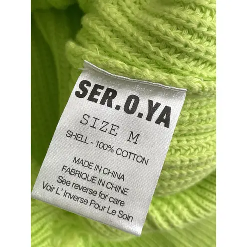 NWT SER.O.YA Syd Sweater Women Size Medium Neon Green Distressed Grunge V