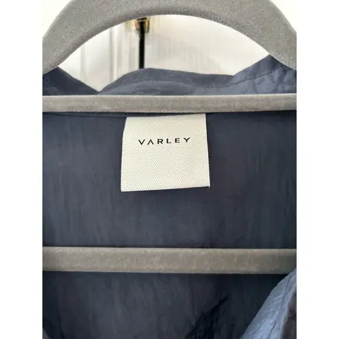 Varley Belle Boxy Short Sleeve Romper Playsuit Slate Blue Shimmer Shell