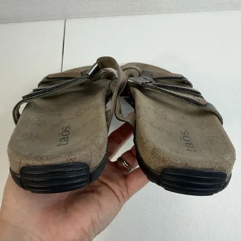 Taos Footwear Size 8 Prize 4 Walking Sandal Adjustable Straps Metallic Leather Brown