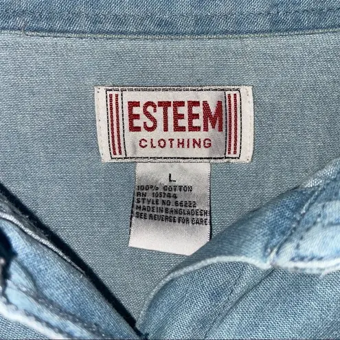 esteem jean button up with cardinals embroidery