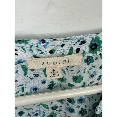 JODIFL US Women's Size S Green Ditsy Floral Print Boho Mini Dress 3/4 Sleeves