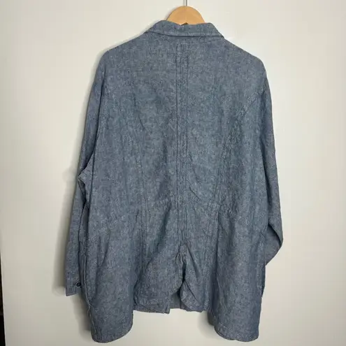 Coldwater Creek 100% Linen Oversized Button Down Shacket Jacket Blue Size 2X - Image 10
