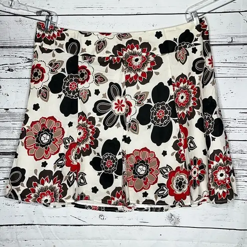 Lane Bryant  NWT Size 28 Cream - Brown & Red Floral Print A-Line Skirt