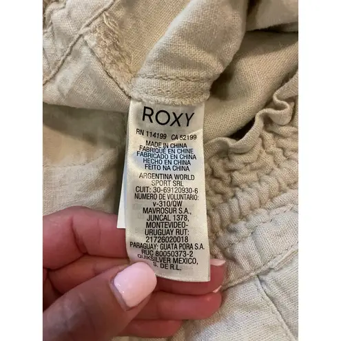 Roxy  Khaki Oceanside Flare Drawstring Beach Pants