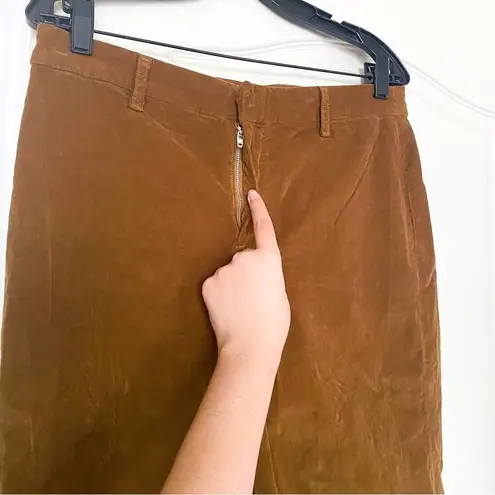 Frank & Eileen Pant Kinsale Italian Corduroy High-Rise Crop Chestnut 10 GUC