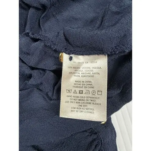 Maeve Navy Cold Shoulder Ruffle Blouse Long Sleeve Romantic Top US 4