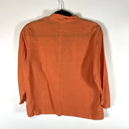 Habitat Clothes To Live In Shirt Orange 100% Linen Button Up Lagenlook Sz Small