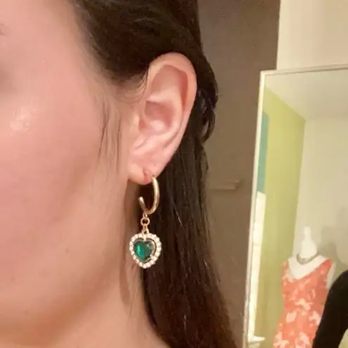 Emerald Heart Earrings Green