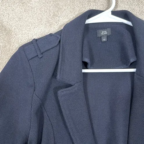 River Island Navy Blue 100% Cotton Blazer Jacket Size 8