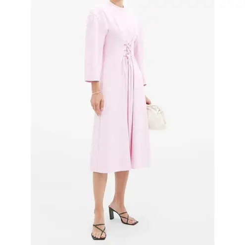 Tibi Lace-Up Crepe Midi Dress Purple Lilac Size 8