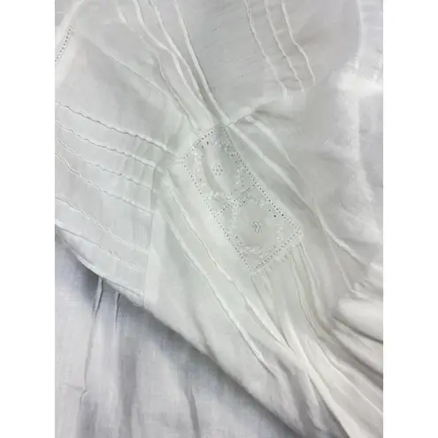 *Sundance White Linen Top Womens XL Boho Beach Coastal Grandma Peasant Blouse