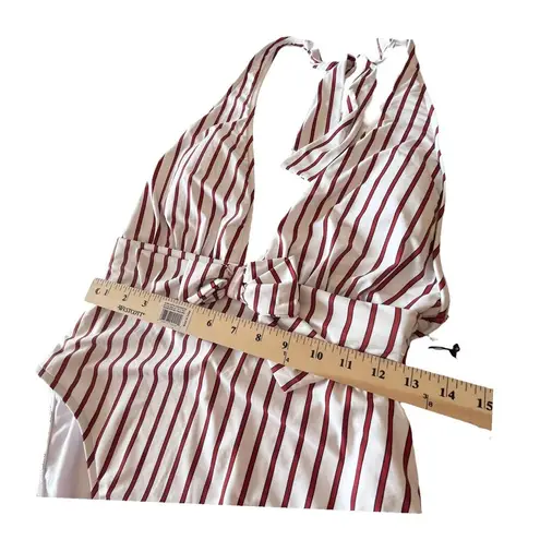 We Wore What NEW Brooklyn Stripe One-Piece SWIMSUIT XL Womens Deep Plunge Front