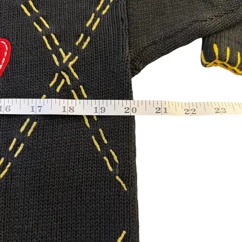 Vtg Womens Christmas Sweater Large Victoria Harbour Holiday Appliqué Embroidered Black