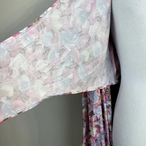 Petal + Pup Kelsey Top Womens 2 Pink Floral Cropped Long Sleeve Tie Topper New