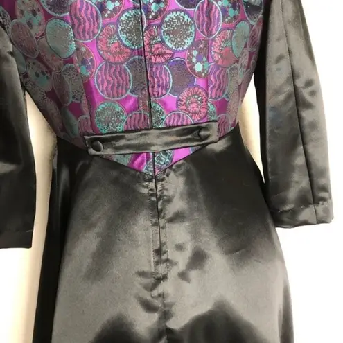 VINTAGE Black Dress Faux Vest A