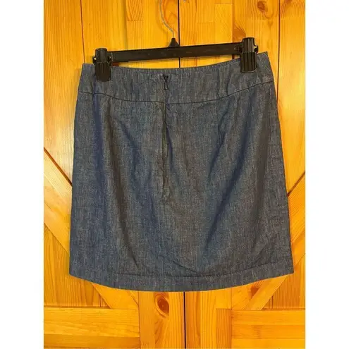 L.L.Bean  Women’s Sz 4 Denim Jean Skirt Fall Script Label Soft Cotton Linen (2522)