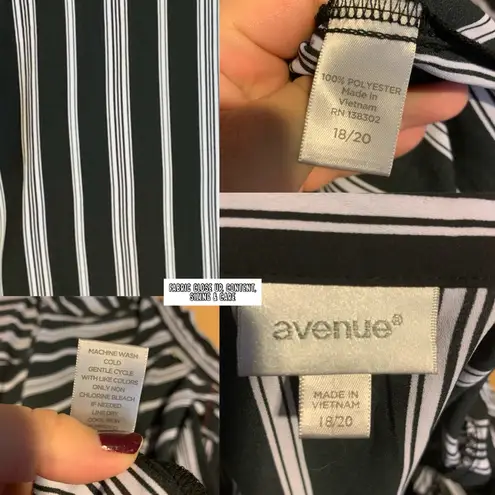 Avenue BLACK & WHITE STRIPED BUTTON DOWN BLOUSE (18/20)