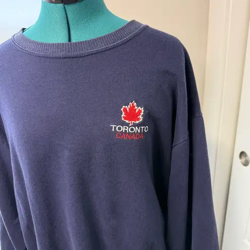 Vintage Navy Blue Toronto Canada Pullover Sweatshirt Cotton Blend Medium