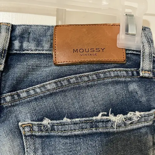 Moussy Vintage Selvedge Cropped Distressed Jeans Womens Size 23 Made In Japan Blue