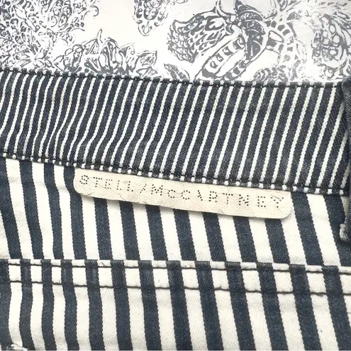 Stella McCartney Blue White Striped Straight Leg Jeans