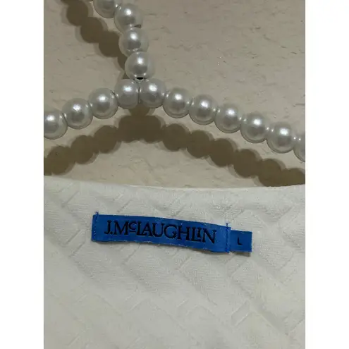 J. McLaughlin  Long Sleeve Shirt Size Large Cream Quilted Top Preppy Classic City