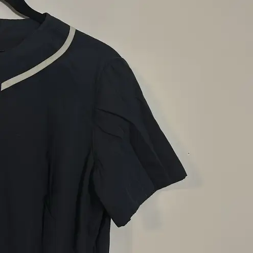 Peck & Peck Vintage Black Short Sleeve Tea Dress Pleated Skirt 50s Feminine