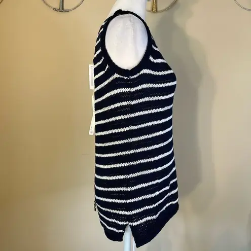 Caslon NWT! Navy White Knit Shimmer Shine Sleeveless Sweater Tank Top Blouse XS
